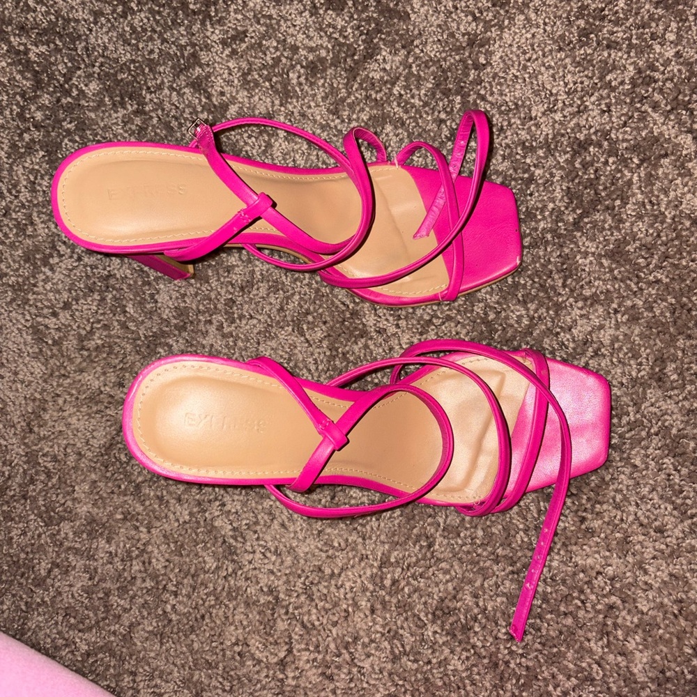 Express Vibrant Pink Strappy Heels